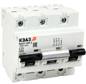 Выключатель автоматический трехполюсный КЭАЗ 10А C ВА47-100-3C10-УХЛ3