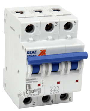 Выключатель автоматический трехполюсный КЭАЗ 32А B 10кА AC OptiDin BM63-3B32-10-УХЛ3