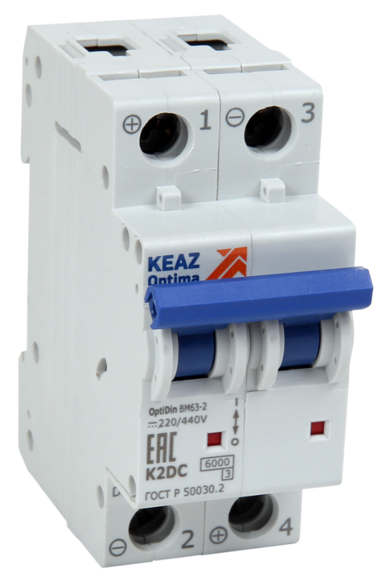 Выключатель автоматический двухполюсный КЭАЗ 10А L 6кА DCBM63-2L10-DC-УХЛ3 купить с доставкой по РФ