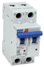 Выключатель автоматический двухполюсный КЭАЗ 10А L 6кА DCBM63-2L10-DC-УХЛ3 купить с доставкой по РФ