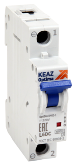 Выключатель автоматический однополюсный КЭАЗ 16А L 6кА DCBM63-1L16-DC-УХЛ3 купить с доставкой по РФ