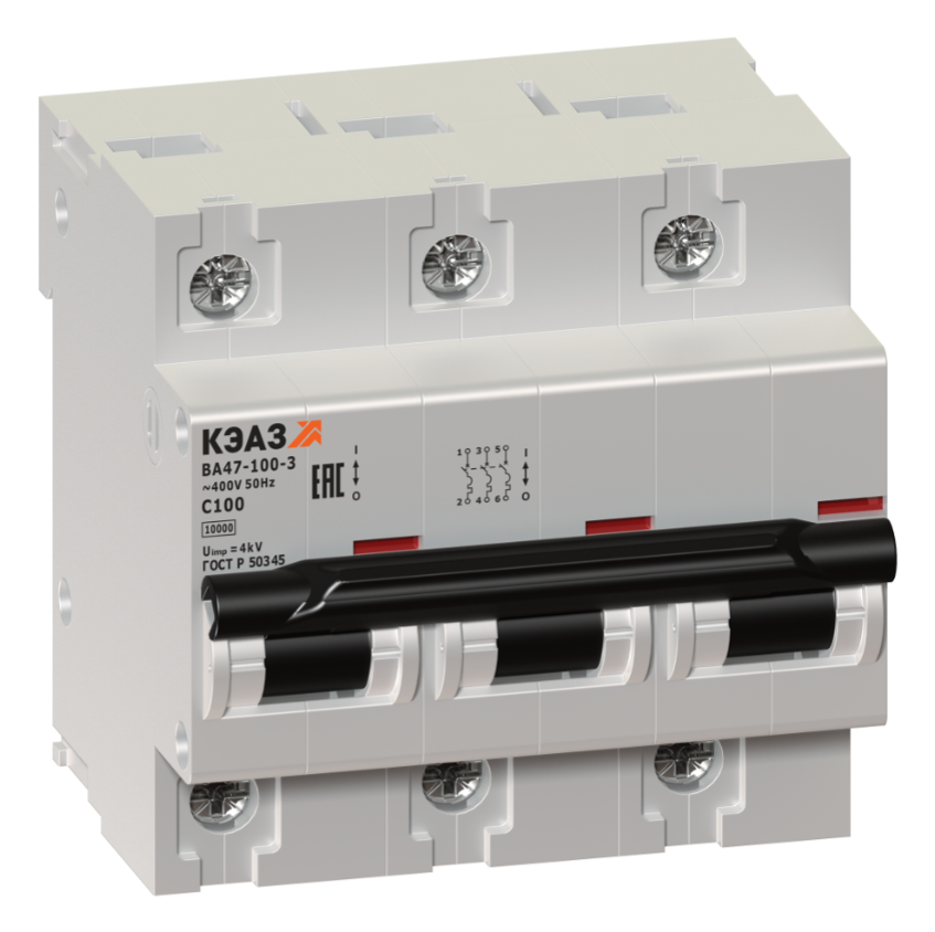 Выключатель автоматический трехполюсный КЭАЗ 32А D ВА47-100-3D32-УХЛ3 купить с доставкой по РФ