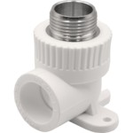 Угольник THERMOLIGHT комбинированный PP-R НР с креплением 25х3/4" белый (10/80) купить с доставкой по РФ