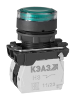 Кнопка КЭАЗ КМЕ4111мЛ-220В-зеленый-1но+1нз-цилиндр-индикатор-IP40 купить с доставкой по РФ