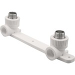 Угольник THERMOLIGHT комбинированный PP-R НР с креплением двойной 20х1/2" белый (5/25) купить с доставкой по РФ