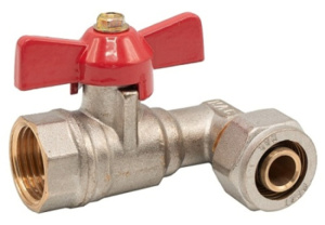 КРАН шаровый 1/2 " (15) под обжим угловой баб. 16-1/2 в.р. цанга/цанга