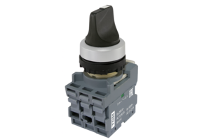 Переключатель на 2 положения с фиксацией TDM M2SS2-20B короткая ручка в сборе d22мм 1з+1р черный