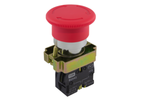 Кнопка грибовидная TDM SB2-BS542 с фиксацией, возврат поворотом, 1НЗ, d22 мм, красная, IP40