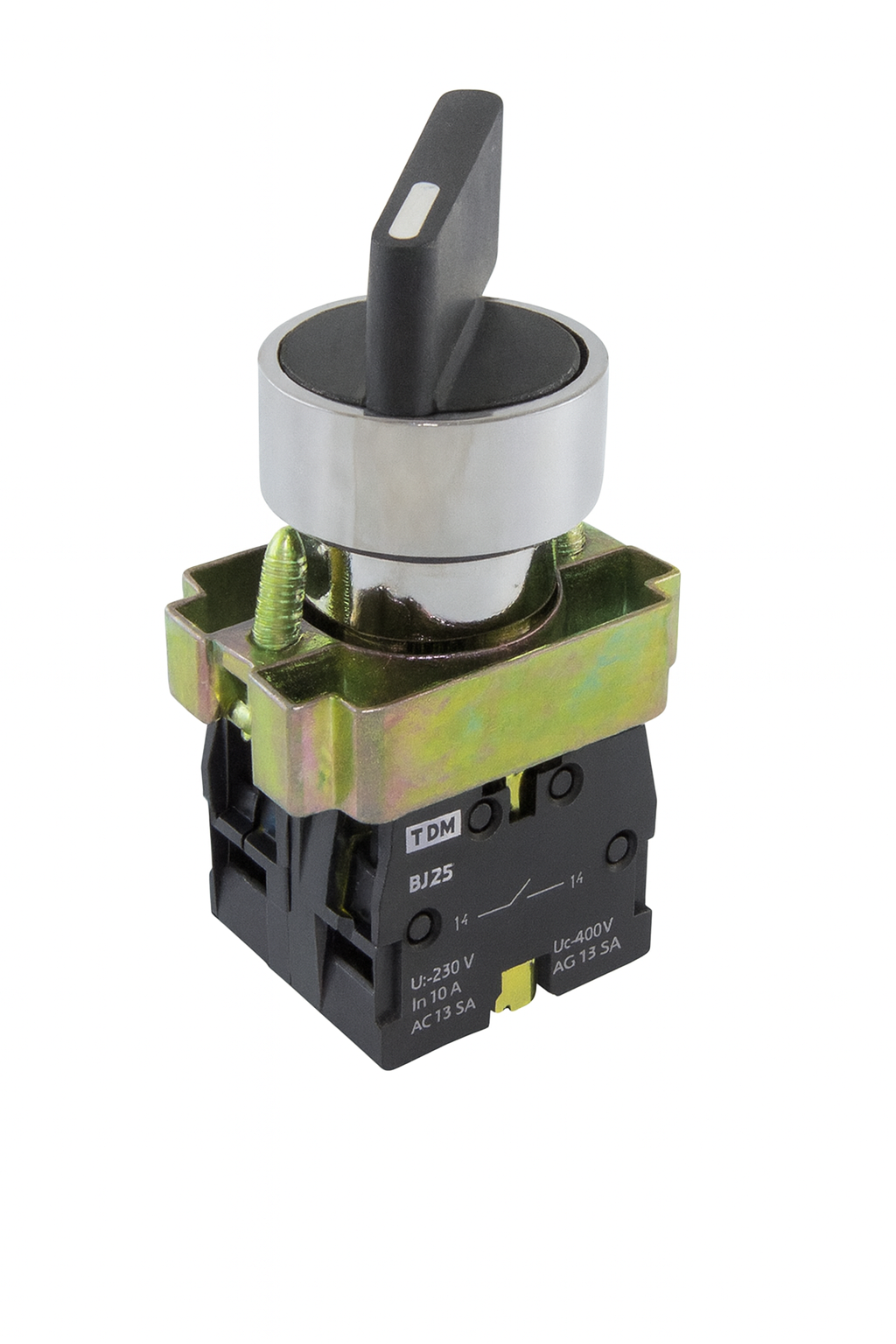 Перекл. 2 полож. TDM SB2- BJ25 с фиксацией, 1НО+1НЗ, длинная ручка, d22 мм, черный, IP40 купить с доставкой по РФ