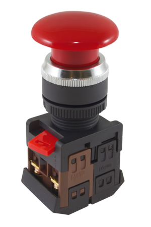 Кнопка TDM AEAL-22 "Грибок"с фиксацией красный d22мм 230В 1з+1р