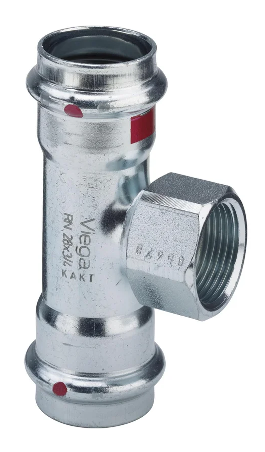 Тройник 42-1/2"-42, Viega Prestabo, 1117.2, пресс-резьба, вн., сталь оцинкованная купить с доставкой по РФ
