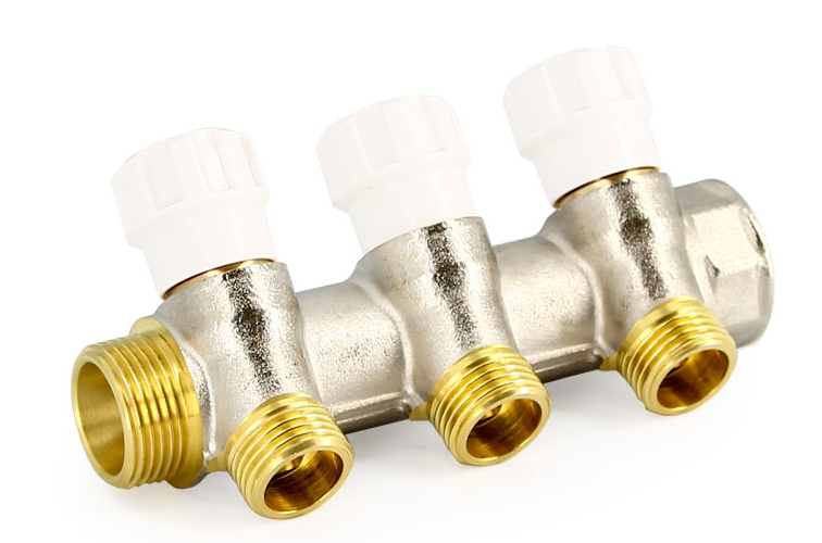 Коллектор Uni-fit НВ 1" х 4 вых 3/4" ЕК 40 мм с вентилями, никелированный купить с доставкой по РФ