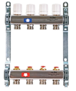 Коллектор Uni-fitt 1" х 12 вых 3/4" с балансировочными и термостатическими вентилями 451B4312.RU купить с доставкой по РФ