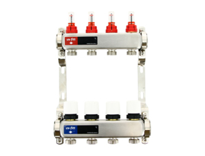 Коллектор Uni-fitt 1" х 4 вых 3/4" с расходомерами и термостатическими вентилями без конц, нерж. сталь