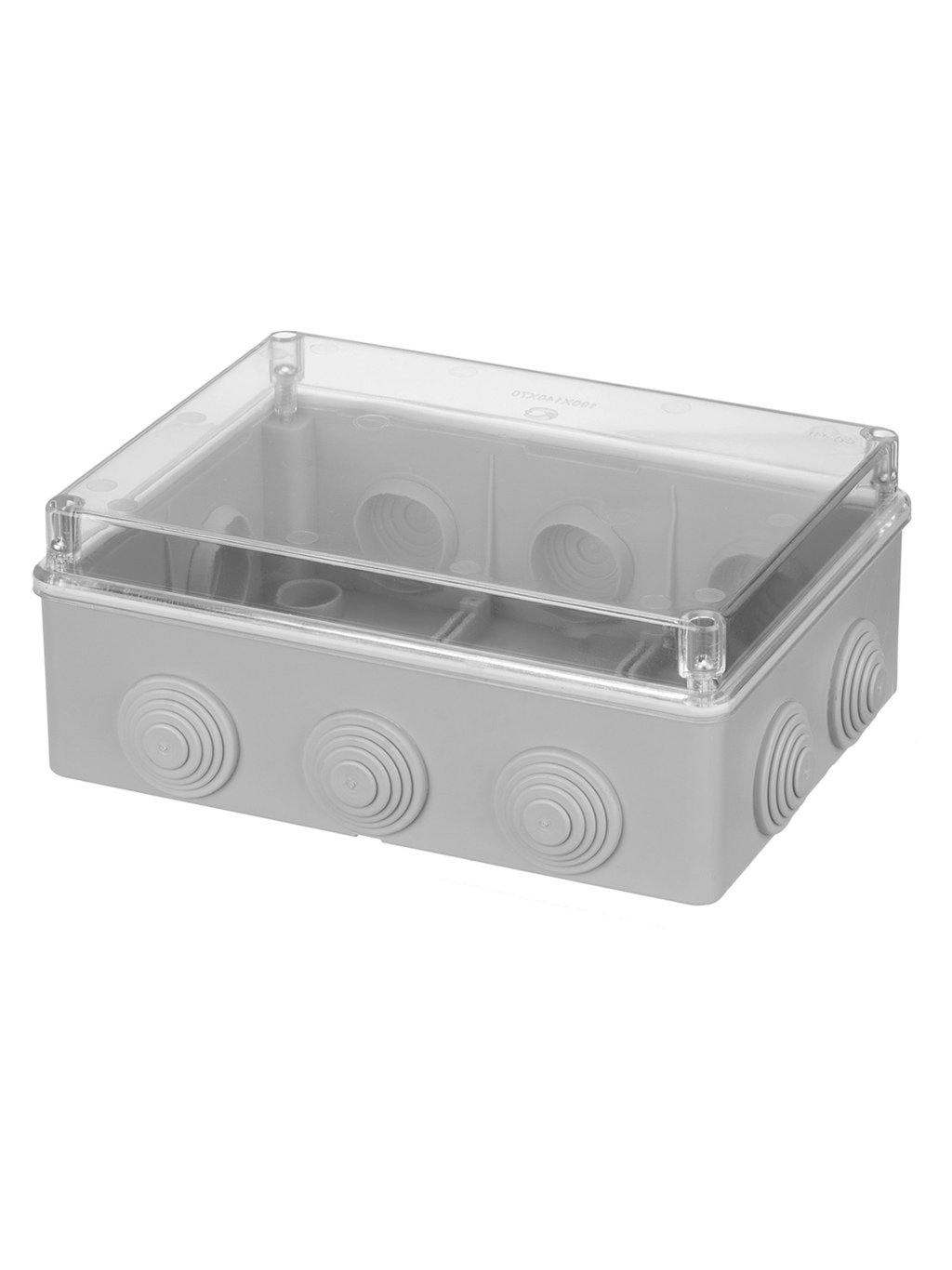 Распаячная коробка TDM ОП 190х140х70мм, прозрач. крышка, IP55, 10 гермовводов, инд. штрихкод купить с доставкой по РФ