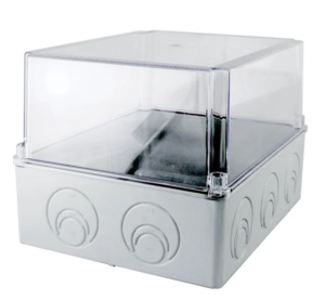 Распаячная коробка TDM ОП 240х195х165мм, проз. кр, IP55, мон. плата, каб. ввод d28-3 шт., d37-2 шт.