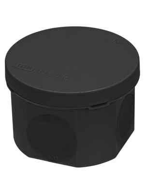 Распаячная коробка TDM двухкомпонентная, ОП D70х50 мм, IP66, 4 вх., черная, инд. штрихкод