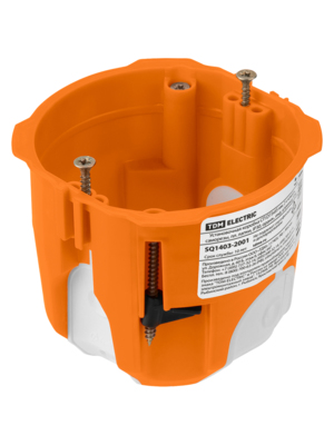 Установочная коробка TDM СП D73х65 мм, 2-х компон., саморезы, пл. лапки, IP30, оранж., инд. штрихкод