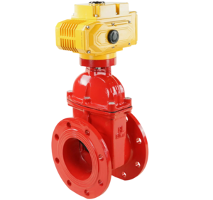 Задвижка клиновая 30ч939р DN.ru GVWN1414E-2W-F Ду100 Ру10/16, фланцевая, корпус - чугун GGG50, уплотнение - EPDM, с ISO-фланцем и невыдвижным штоком, цвет - красный, с электроприводом многооборотным DN.ru MT-N-005EM-O1-380VAC-У1 380В