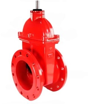 Задвижка клиновая 30ч939р DN.ru GVWN1414E-2W-F Ду50 Ру10/16, фланцевая, корпус - чугун GGG50, уплотнение - EPDM, c ОСТ-фланцем тип А и невыдвижным голым штоком, цвет - красный, квадрат 14, крутящий момент 22Нм