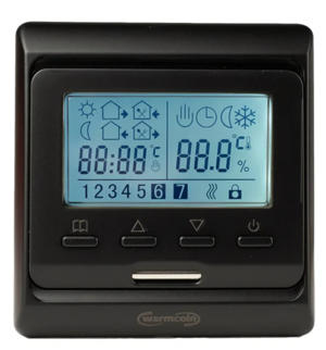 Терморегулятор и термостат Warmcoin W100 программируемый (c Wi-Fi) Цвет: Чёрный Warmcoin_W_100B_WIFI_черный