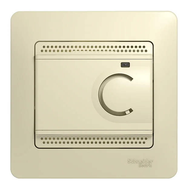 Терморегулятор (термостат) электронный GLOSSA скрытой установки теплого пола 10А с датчиком +5...+50°C в сборе бежевый GSL000238 Schneider Electric купить с доставкой по РФ