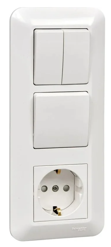 Комбинированное устройство Systeme Electric Systeme Electric Blanca внутр Бел Блок: Розетка с/з с защитными шторками +Выключатель 1-кл.+Выключатель 2-кл. (в сборе)(опт.упак.) купить с доставкой по РФ