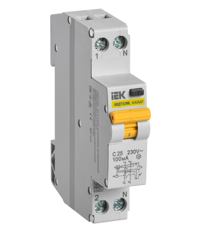 Устройство защитного отключения IEK KARAT АВДТ32ML тип A С25 100мА купить с доставкой по РФ