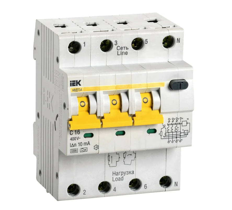 Устройство защитного отключения IEK C16 10мА АВДТ-34 купить с доставкой по РФ