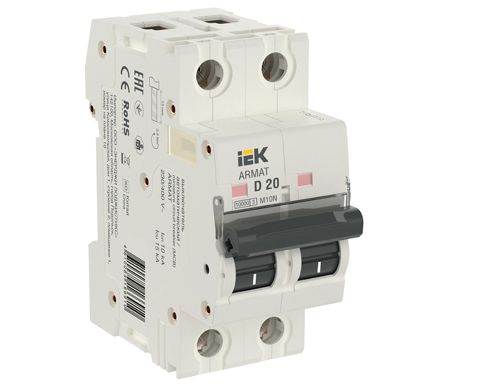 Автоматический выключатель IEK ARMAT M10N 2P D 20А AR-M10N-2-D020 купить с доставкой по РФ