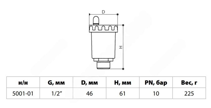 Воздухоотводчик латунь Aquasfera Ду15 Ру10 р/р авт с клап заказать со складов по всей России
