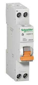 Выключатель автоматический дифференциального тока 2п (1P+N) C 20А 30мА тип AC 4.5кА К АД63 Домовой SchE 12523 купить с доставкой по РФ