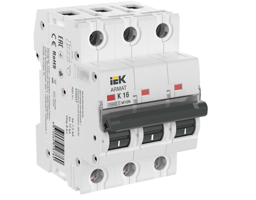 Автоматический выключатель IEK ARMAT трехполюсный M10N K 16А купить с доставкой по РФ
