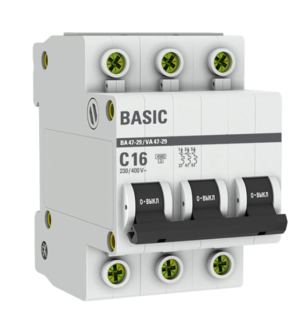 Автоматический выключатель IEK ВА47-29 3Р 16А 4,5кА С