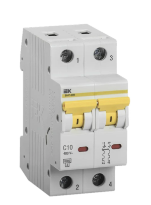 Автоматический выключатель IEK MVA41-2-010-C 2п C 10А ВА 47-60 6кА