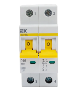 Автоматический выключатель IEK ВА47-60M 2Р 16А 6кА D