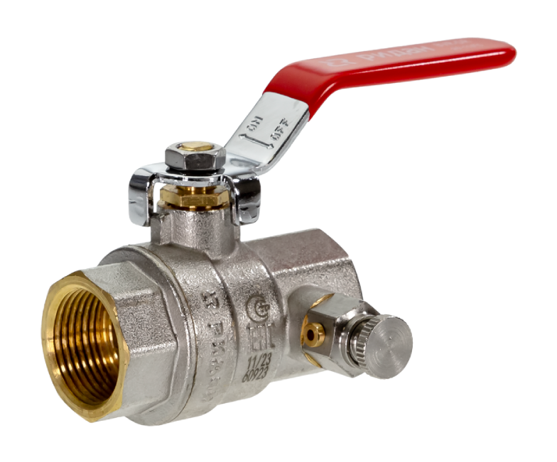 Кран шаровой Ридан BVR-DR ГОСТ59553-2021 PN40 DN15 с внутренней резьбой и спускным элементом; Т от -20С ...+110С; материал корпуса латунь купить с доставкой по РФ