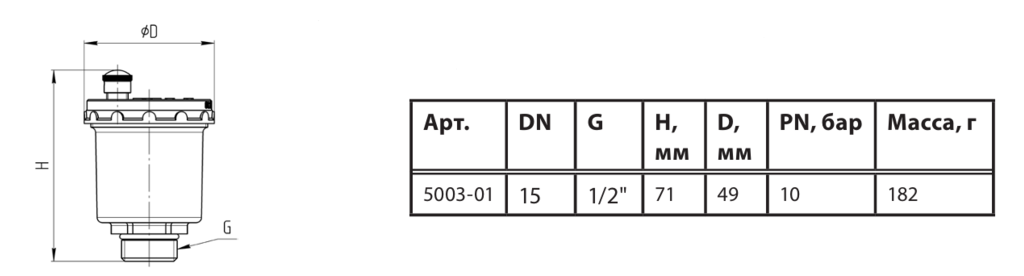 Воздухоотводчик латунь Aquasfera Ду15 Ру10 р/р авт заказать со складов по всей России
