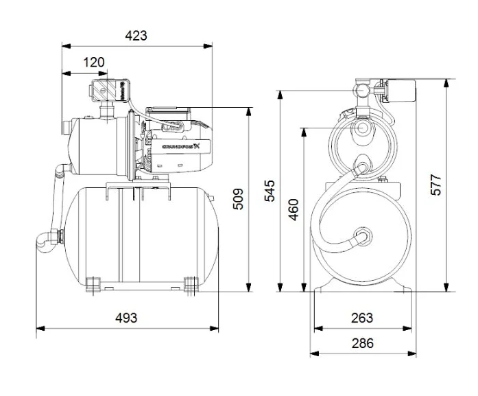 Насосная станция Grundfos JP 5-48 PT-H 1x230V 50Hz 1,5m SCHUKO HU купить по цене 49437 руб.