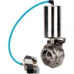 Затвор дисковый поворотный кламповый DN.ru WBV3131E-2W-C-H Ду80 Ру10 корпус - пищевая нержавеющая сталь 304, уплотнение – EPDM, с пневмоприводом DN.ru PA-SA-85 и пневмораспределителем DN.ru 4V320-10 220В купить с доставкой по РФ