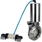 Затвор дисковый поворотный DN.ru WBV3131S-2W-W-H Ду25 Ру10 пищевая нержавеющая сталь 304, уплотнение – Silicon, под приварку, с пневмоприводом DN.ru PA-SA-85 и пневмораспределителем DN.ru 4V320-08 220В купить с доставкой по РФ