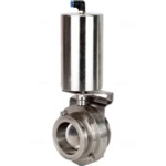 Затвор дисковый поворотный кламповый DN.ru WBV3131S-2W-C-H Ду100 Ру10 корпус - пищевая нержавеющая сталь 304, уплотнение – Silicon, с пневмоприводом DN.ru PA-SA-85 с возвратными пружинами купить с доставкой по РФ