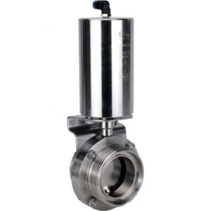 Затвор дисковый поворотный DN.ru WBV3131S-2W-T-H Ду80 Ру10 пищевая нержавеющая сталь 304, уплотнение – Silicon, резьбовой, с пневмоприводом DN.ru PA-SA-85 с возвратными пружинами