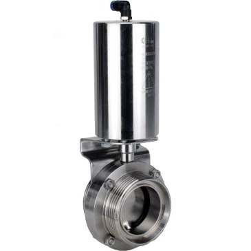 Затвор дисковый поворотный DN.ru WBV3131S-2W-T-H Ду25 Ру10 пищевая нержавеющая сталь 304, уплотнение – Silicon, резьбовой, с пневмоприводом DN.ru PA-SA-85 с возвратными пружинами купить с доставкой по РФ