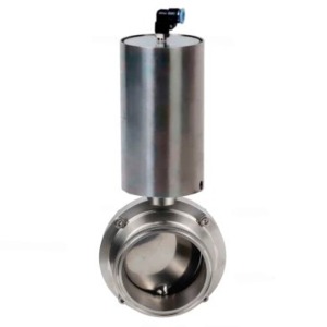 Затвор дисковый поворотный кламповый DN.ru WBV3131E-2W-C-H Ду65 Ру10 корпус - пищевая нержавеющая сталь 304, уплотнение – EPDM, с пневмоприводом DN.ru PA-SA-85 с возвратными пружинами