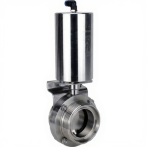 Затвор дисковый поворотный DN.ru WBV3131E-2W-T-H Ду15 Ру10 пищевая нержавеющая сталь 304, уплотнение – EPDM, резьбовой, с пневмоприводом DN.ru PA-SA-85 с возвратными пружинами