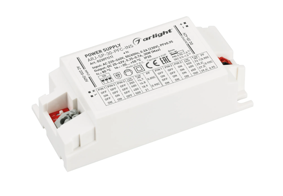 Блок питания Arlight ARJ-SP-30-PFC-INS 30W, 25-42V, 0.35-0.7A купить с доставкой по РФ