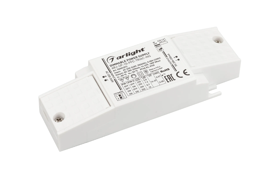 Блок питания Arlight ARJ-SP-10-PFC-Triac-INS 26-38V 10W IP20 0,18-0,27A 028779(1) купить с доставкой по РФ