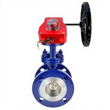 Затвор дисковый поворотный с тройным эксцентриситетом DN.ru WBV3EX-3432M-1W-F-ISO Ду100 Ру25 корпус - сталь WCB, диск - нержавеющая сталь 316, уплотнение - METAL, с редуктором DN.ru HGBF RQN3-680Z с индикатором положения и датчиком обратной связи купить с доставкой по РФ