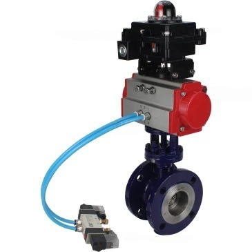 Затвор дисковый поворотный с тройным эксцентриситетом DN.ru WBV3EX-3431M-1W-F-ISO Ду150 Ру25 с пневмоприводом DN.ru PA-DA-160, пневмораспределителем DN.ru 4V320-08 220В и БКВ DN.ru APL-410N EX купить с доставкой по РФ